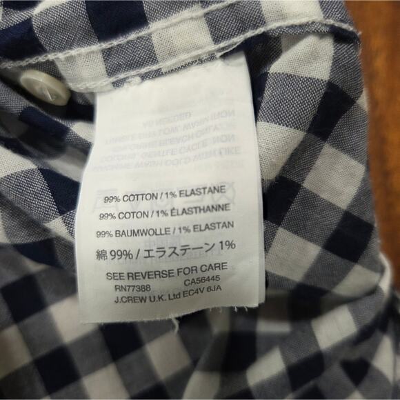 J. Crew Classic Button Front Boy Fit Shirt Gingham Print Shirt C6086 Size 12 - Picture 4 of 8